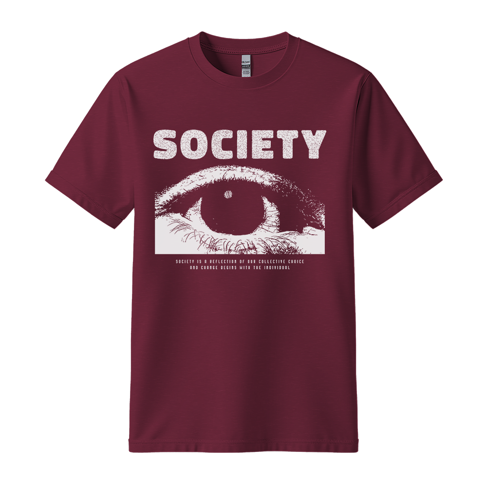 Society Eye - Unisex T-Shirt - Streetwear Tee - Maroon