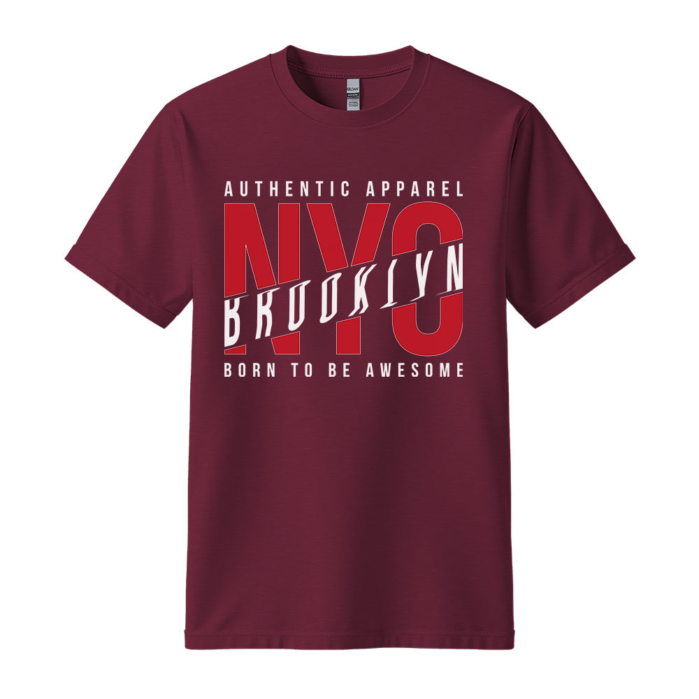 NYC Brooklyn Born To Be Awesome - Unisex T-Shirt - City Tee - Maroon