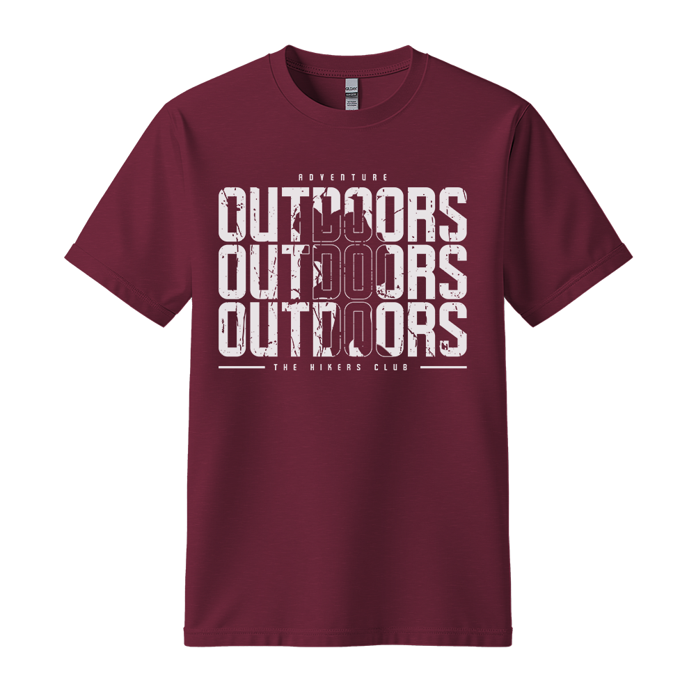 Outdoors The Hikers Club - Unisex T-Shirt - Outdoor Tee - Maroon