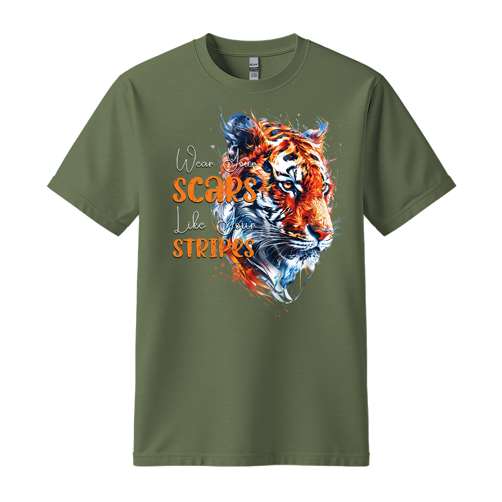 "Wear Scars Like Stripes" Tiger Motivation Unisex T-Shirt