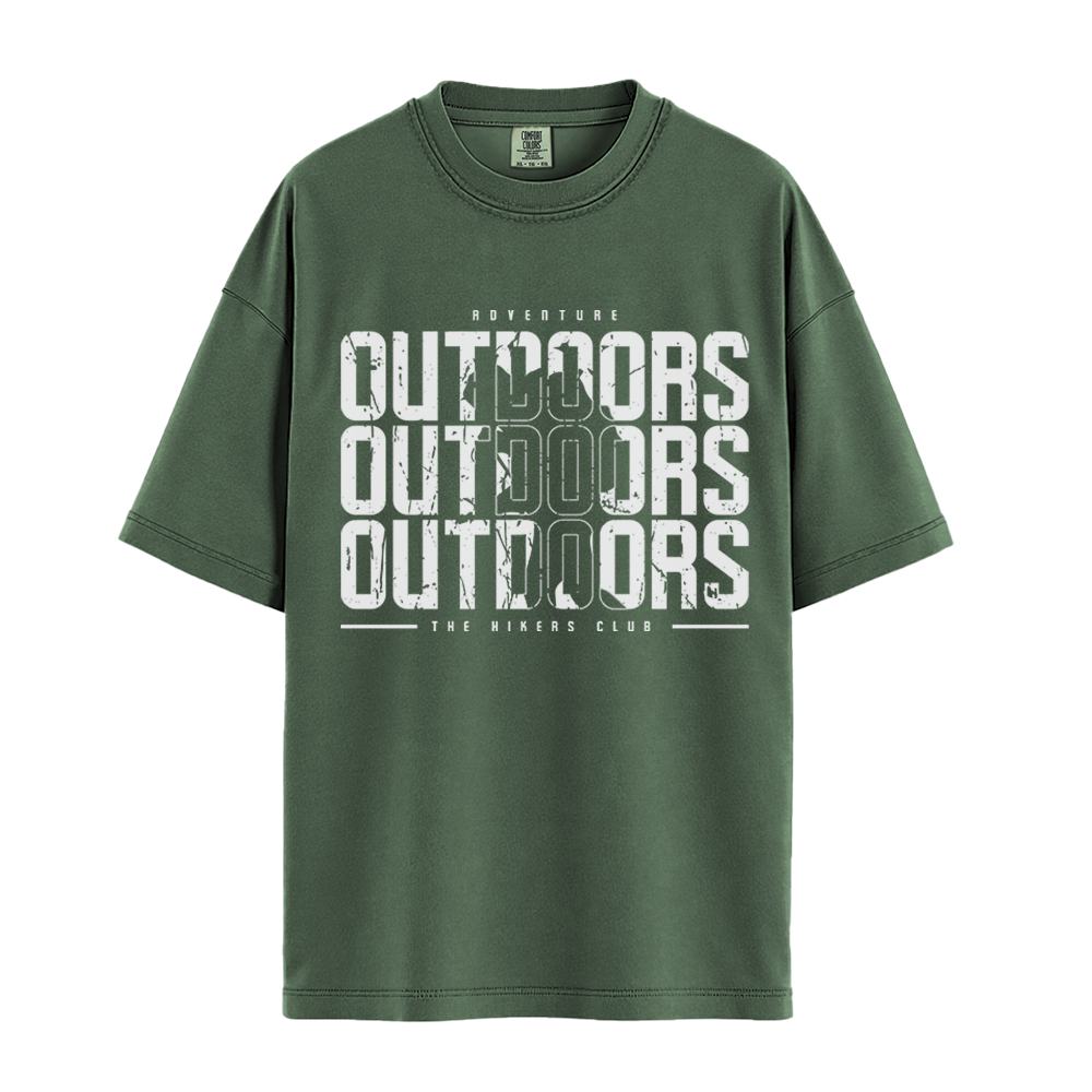 Outdoors The Hikers Club - Unisex T-Shirt - Premium Comfort Colors - Moss