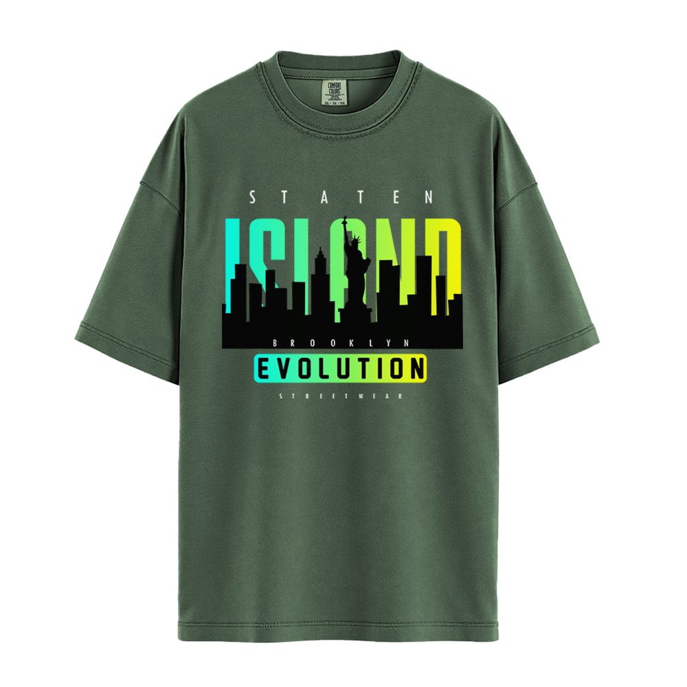 Staten Island Evolution - Unisex T-Shirt - Premium Comfort Colors - Moss
