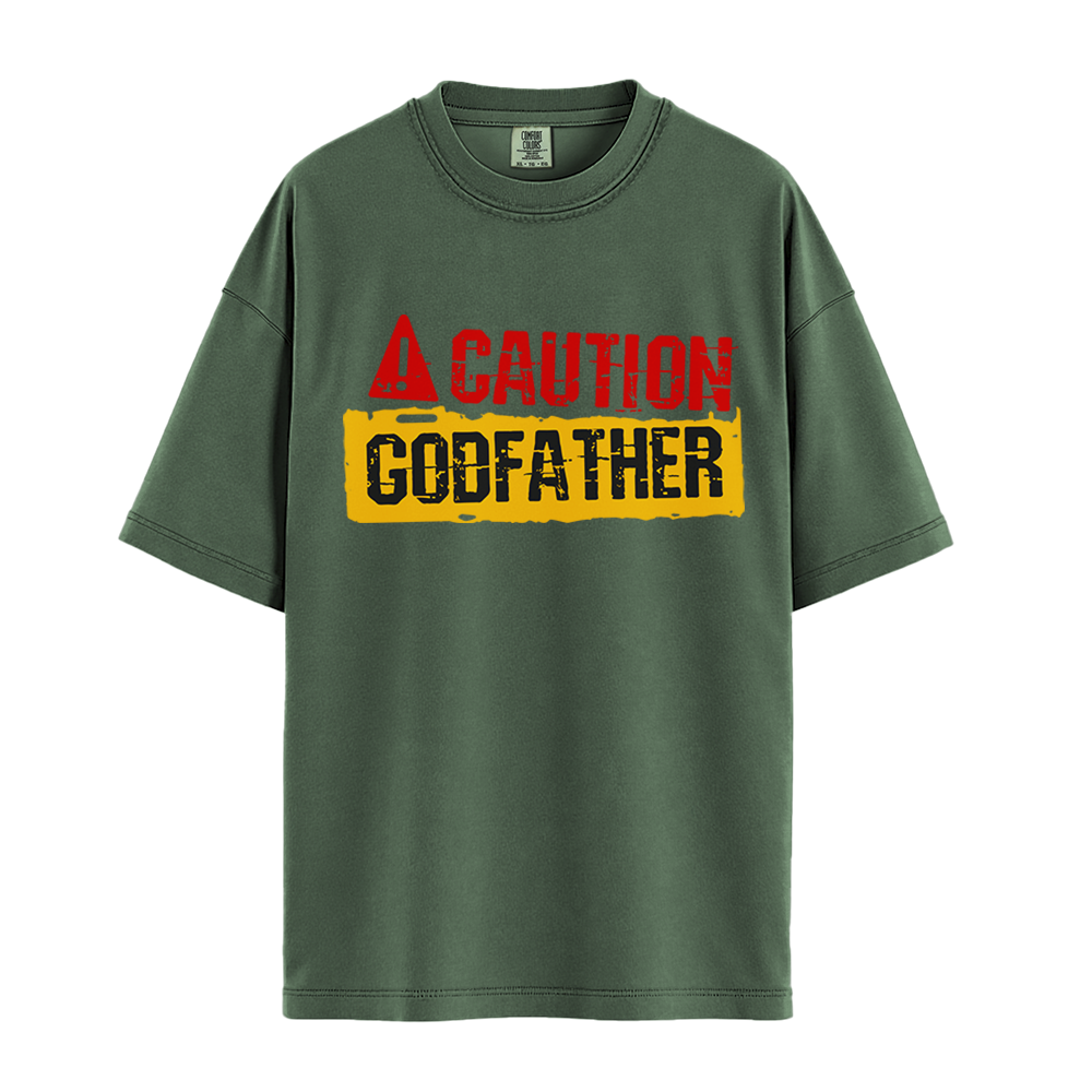 Caution Godfather - Unisex T-Shirt - Premium Comfort Colors - Moss
