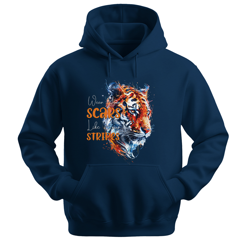 "Wear Scars Like Stripes" Tiger Inspirational Unisex Hoodie