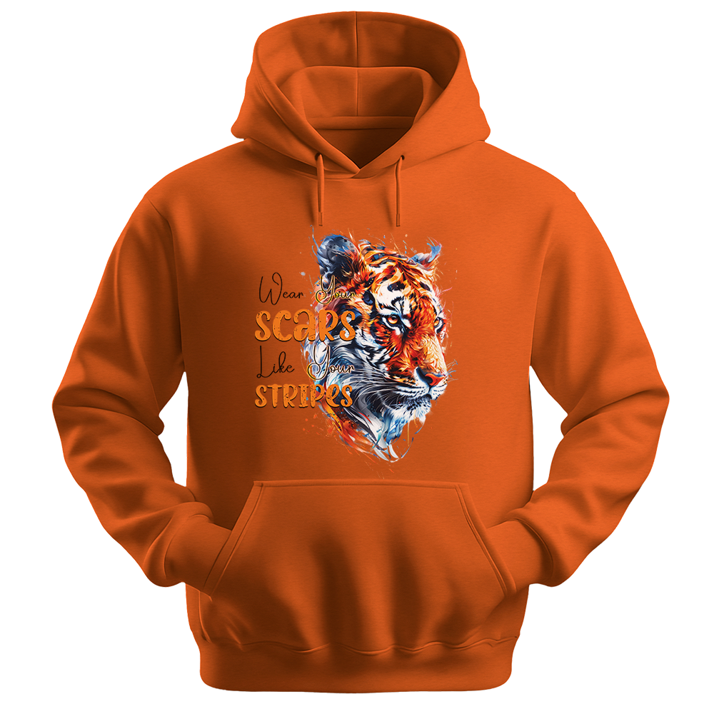 "Wear Scars Like Stripes" Tiger Inspirational Unisex Hoodie