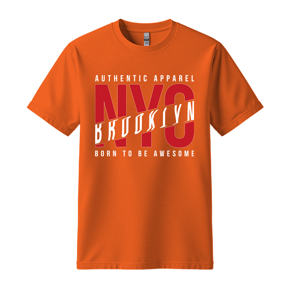 NYC Brooklyn Born To Be Awesome - Unisex T-Shirt - City Tee - Orange