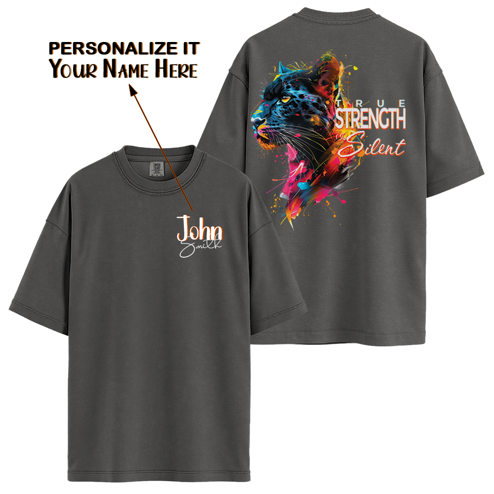 Personalize - Silent Strength Black Panther - Motivation Clothing - Unisex T-shirt