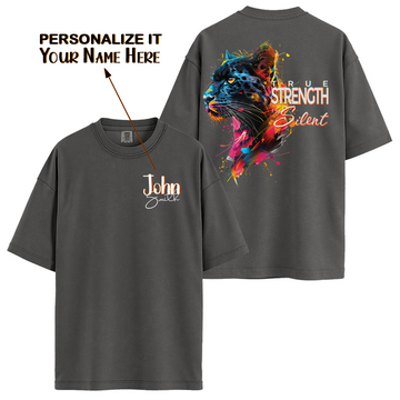 Personalize - Silent Strength Black Panther - Motivation Clothing - Unisex T-shirt