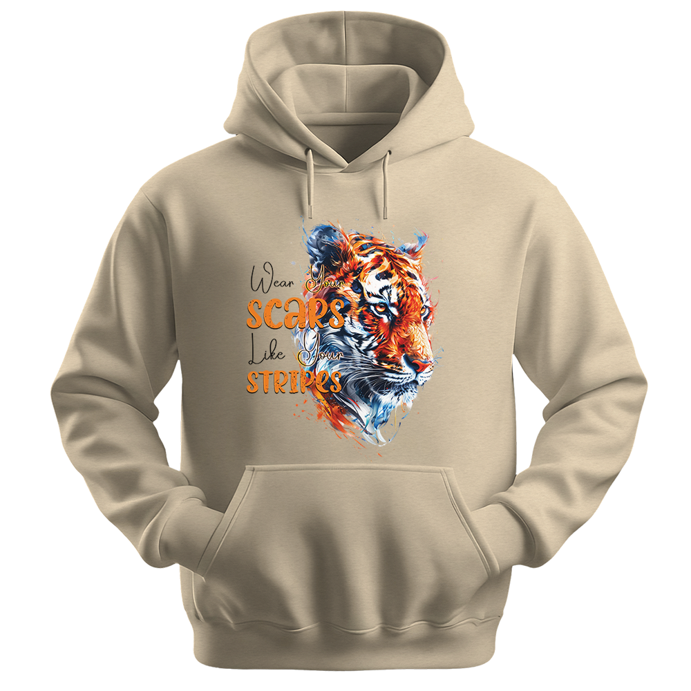 "Wear Scars Like Stripes" Tiger Inspirational Unisex Hoodie