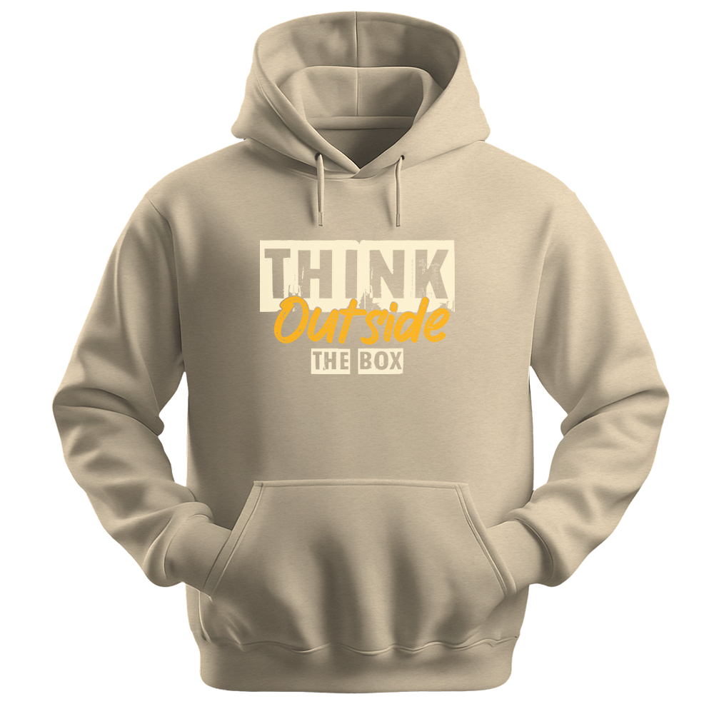 "Think Outside The Box" Grunge Typography Graphic Pullover, Creative Mindset Design - Colorizeyou Unisex Hoodie