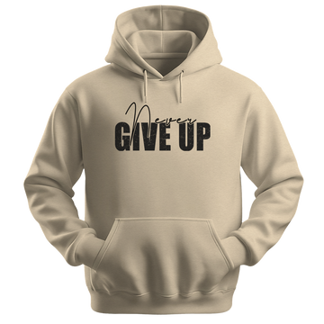 "Never Give Up" Distressed Grunge Typography Graphic Pullover, Motivational Quote - Colorizeyou Unisex Hoodie
