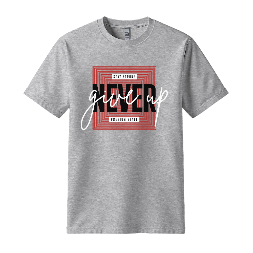 Never Give Up Premium Style - Unisex T-Shirt - Motivation Tshirt - Sport Grey