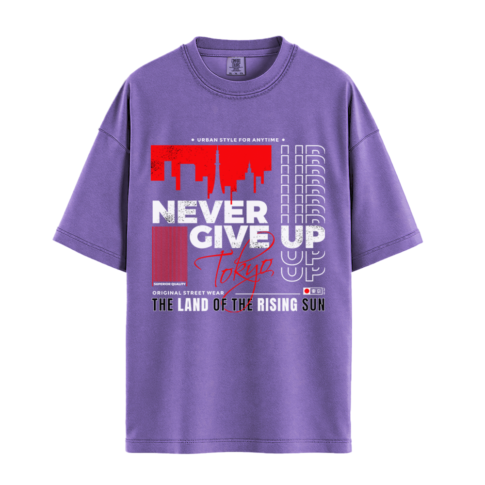 Never Give Up Tokyo - Unisex T-Shirt - Premium Comfort Colors - Violet