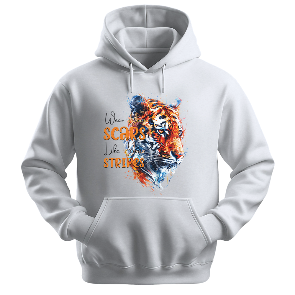 "Wear Scars Like Stripes" Tiger Inspirational Unisex Hoodie