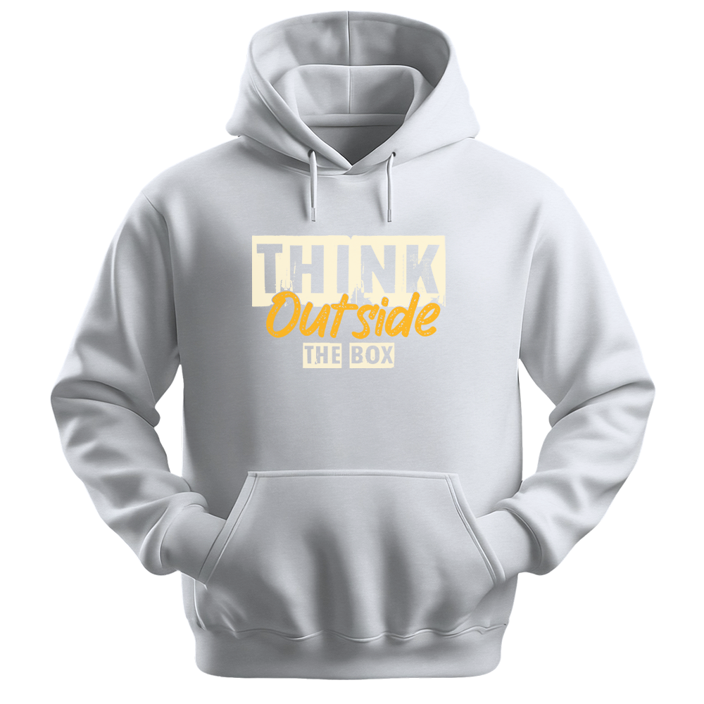 "Think Outside The Box" Grunge Typography Graphic Pullover, Creative Mindset Design - Colorizeyou Unisex Hoodie