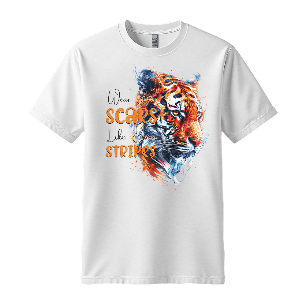 "Wear Scars Like Stripes" Tiger Motivation Unisex T-Shirt
