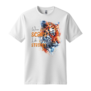 "Wear Scars Like Stripes" Tiger Motivation Unisex T-Shirt