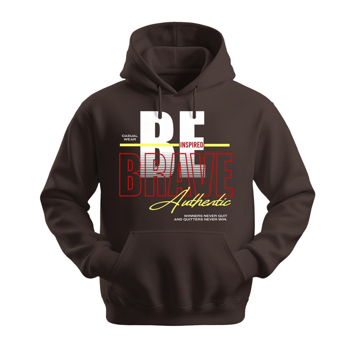 Be Inspired Brave - Unisex Hoodie - Motivation Hoodie - Dark Chocolate
