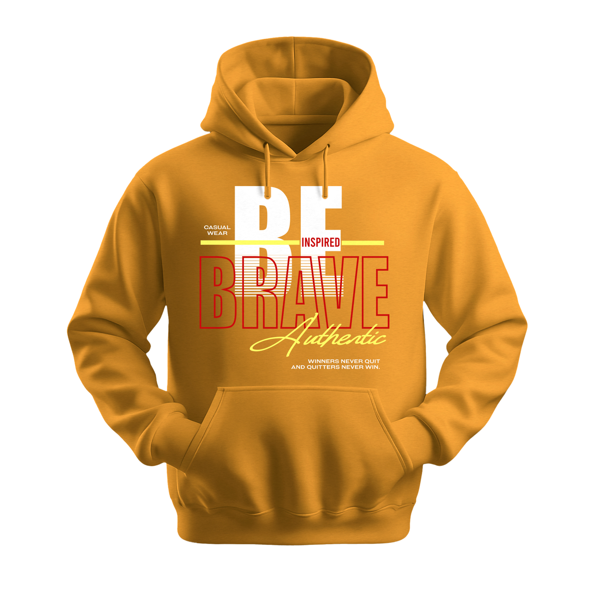 Be Inspired Brave - Unisex Hoodie - Motivation Hoodie - Gold