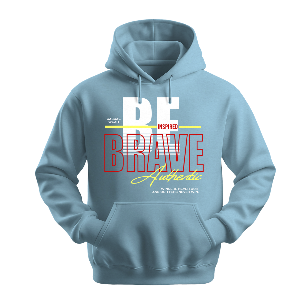 Be Inspired Brave - Unisex Hoodie - Motivation Hoodie - Light Blue
