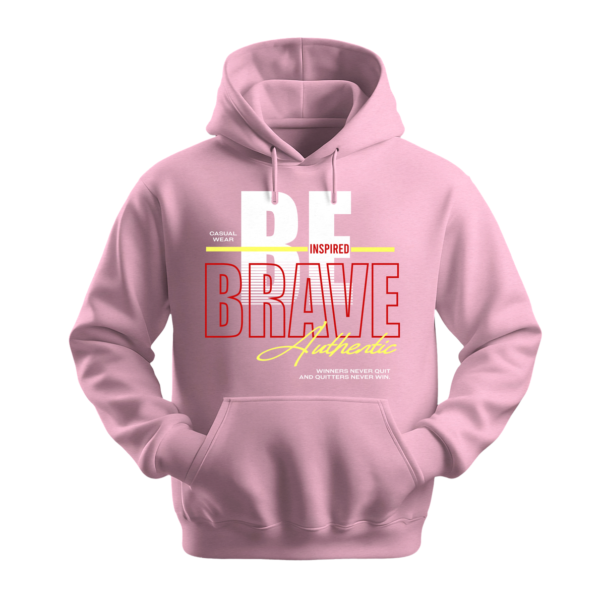 Be Inspired Brave - Unisex Hoodie - Motivation Hoodie - Light Pink