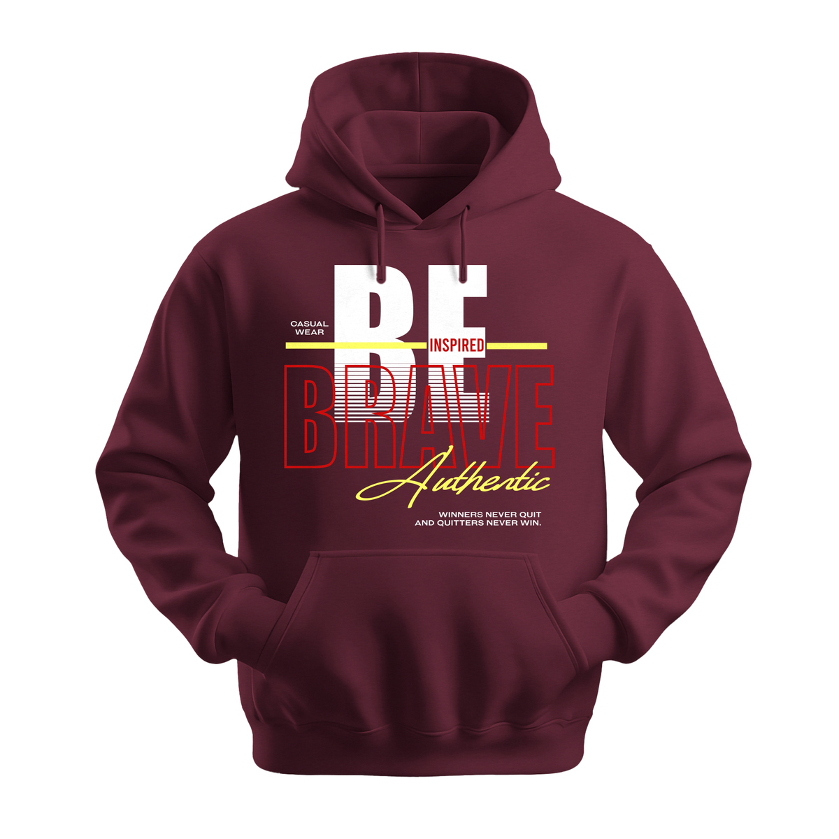 Be Inspired Brave - Unisex Hoodie - Motivation Hoodie - Maroon