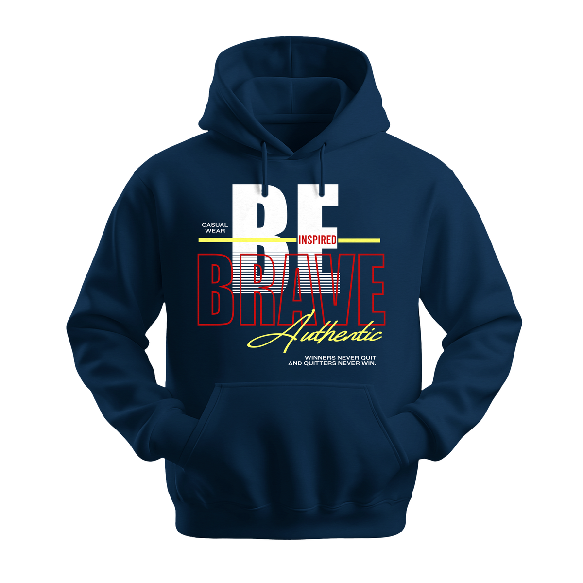 Be Inspired Brave - Unisex Hoodie - Motivation Hoodie - Navy