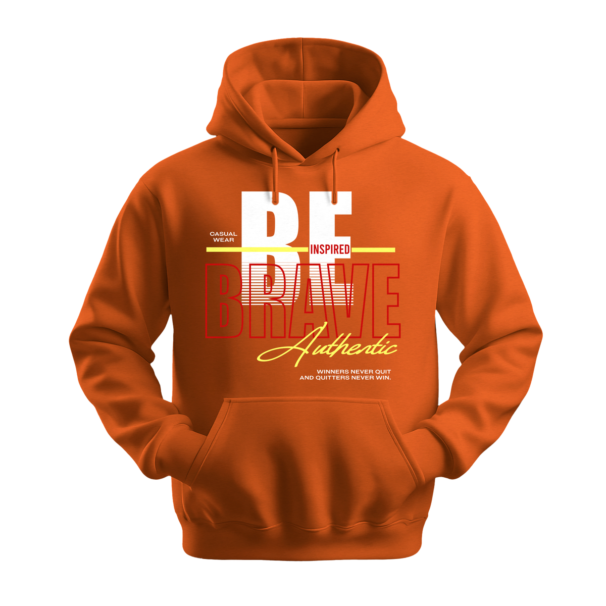 Be Inspired Brave - Unisex Hoodie - Motivation Hoodie - Orange