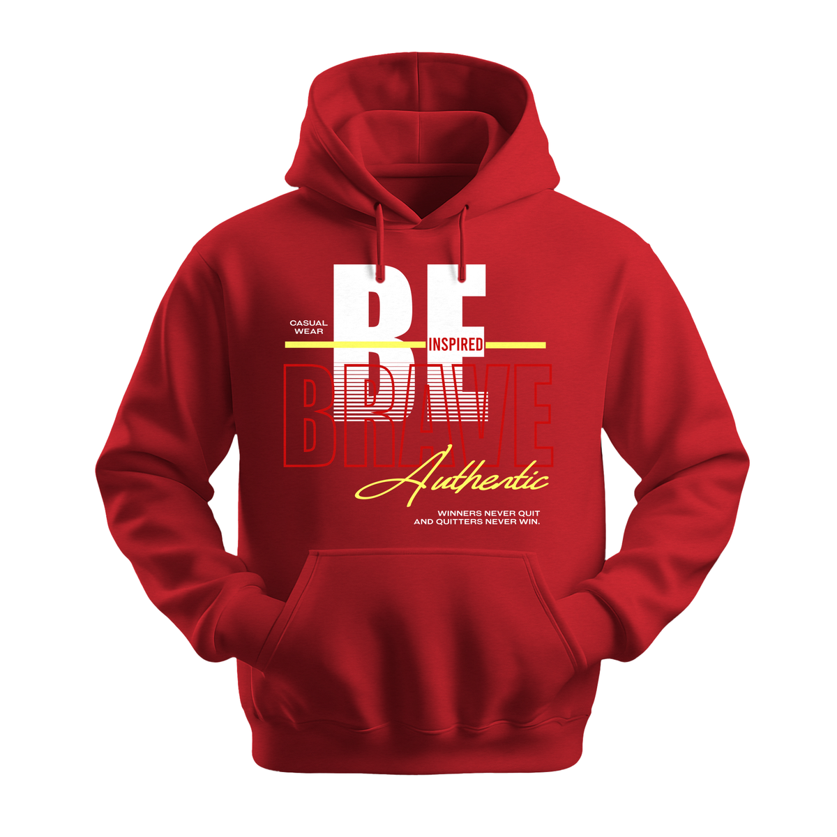 Be Inspired Brave - Unisex Hoodie - Motivation Hoodie - Red