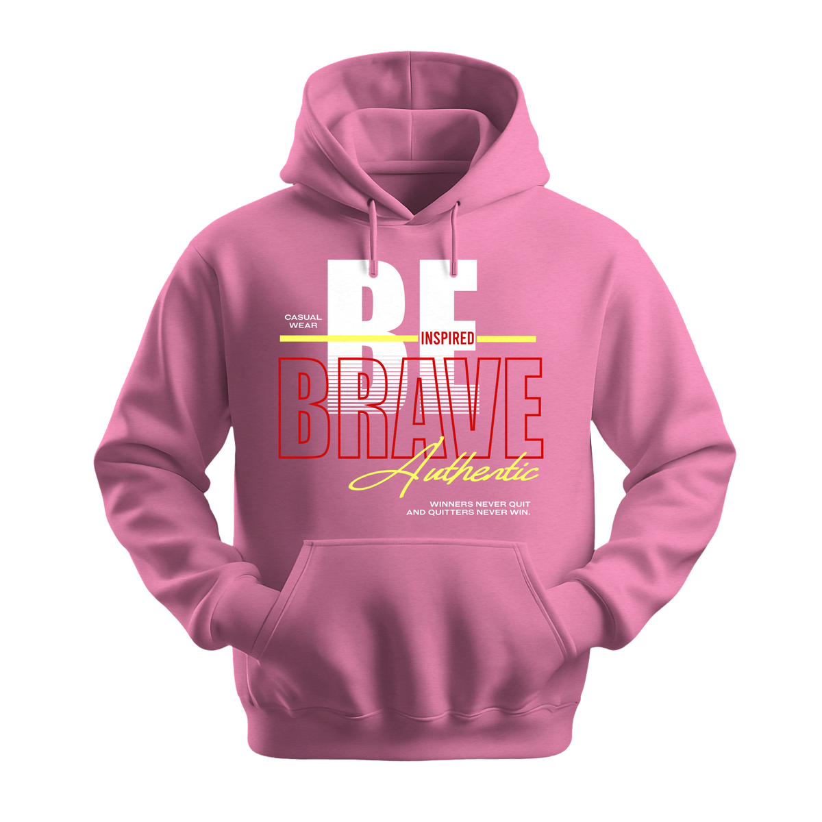 Be Inspired Brave - Unisex Hoodie - Motivation Hoodie - Safety Pink