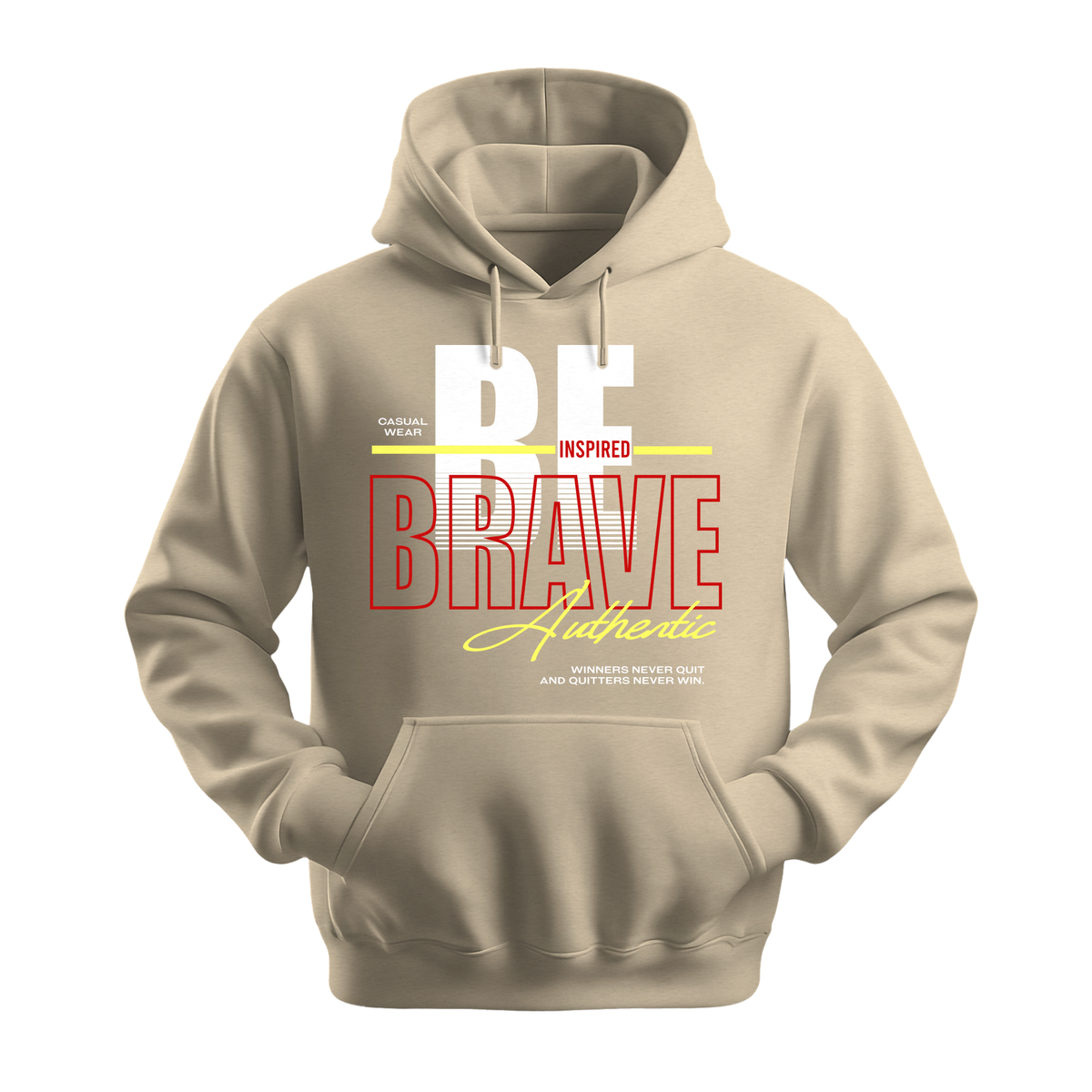 Be Inspired Brave - Unisex Hoodie - Motivation Hoodie - Sand