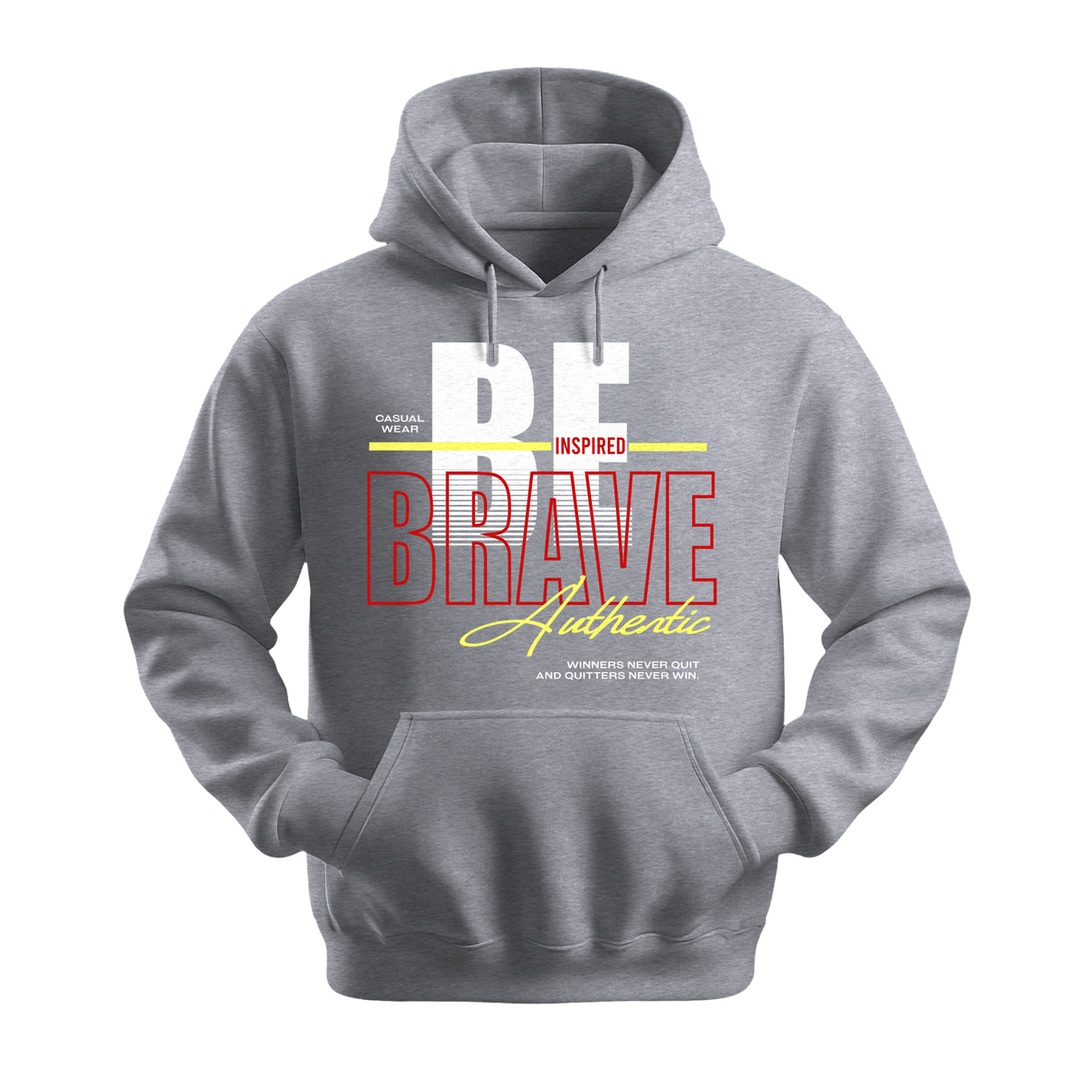 Be Inspired Brave - Unisex Hoodie - Motivation Hoodie - Sports Grey
