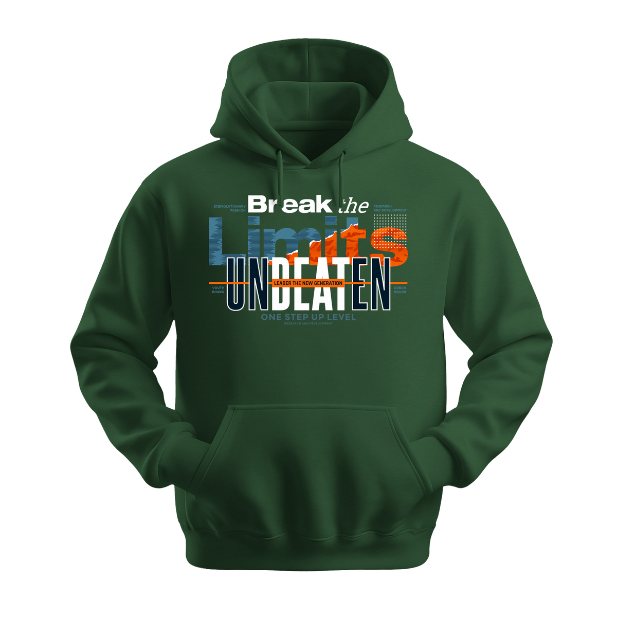 Break The Limits Unbeaten - Unisex Hoodie - Motivation Hoodie - Forest Green