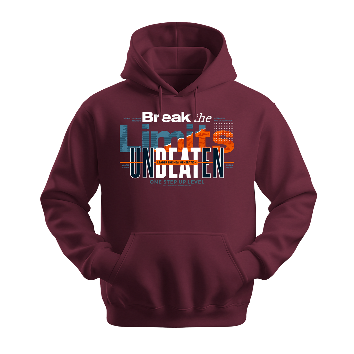 Break The Limits Unbeaten - Unisex Hoodie - Motivation Hoodie - Maroon