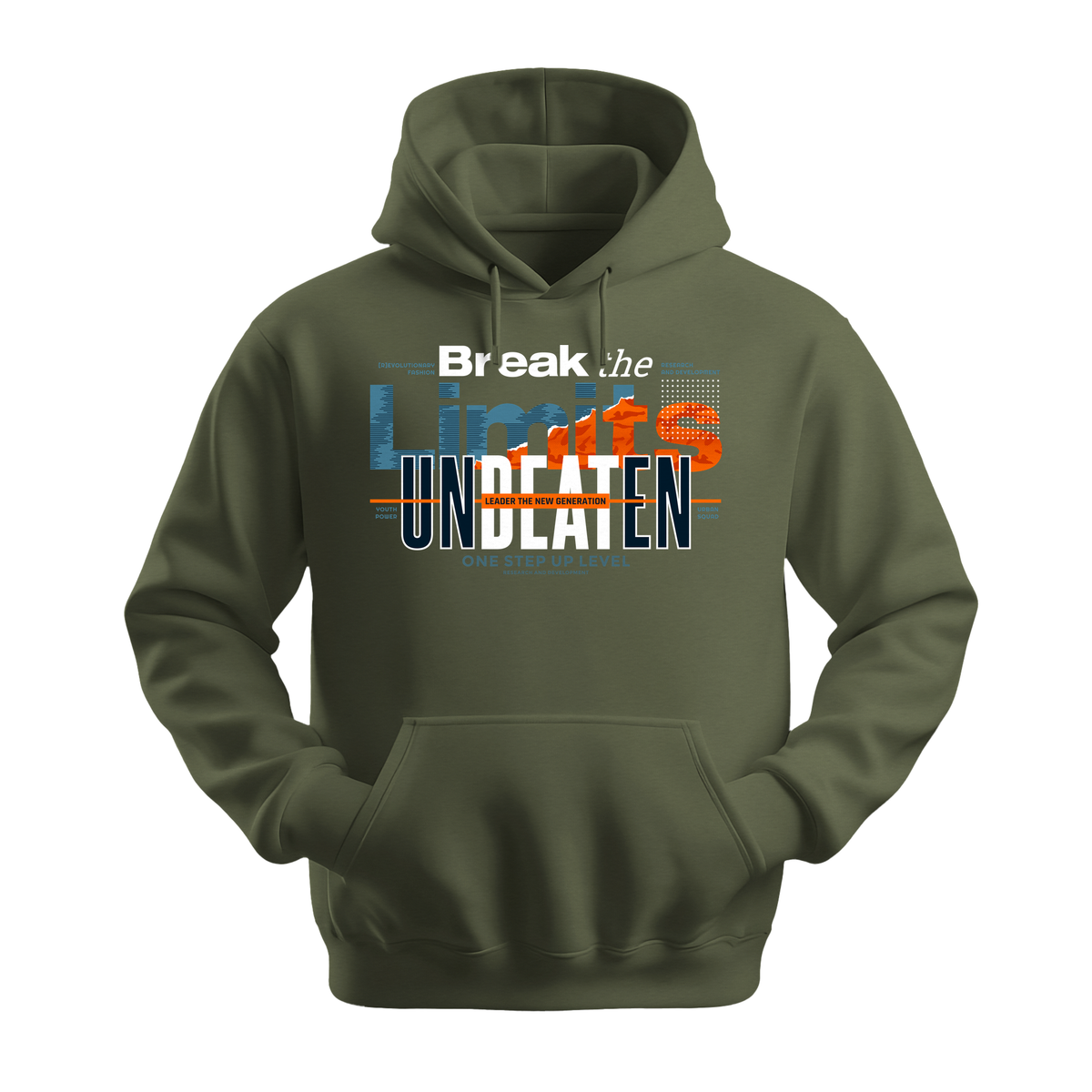 Break The Limits Unbeaten - Unisex Hoodie - Motivation Hoodie - Military Green