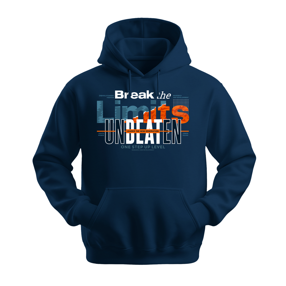 Break The Limits Unbeaten - Unisex Hoodie - Motivation Hoodie - Navy