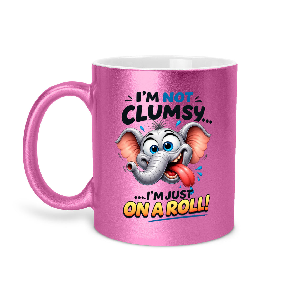 I'm Not Clumsy I'm Just On A Roll - Elephant 11oz Metallic Mug - Funny Animal Mug