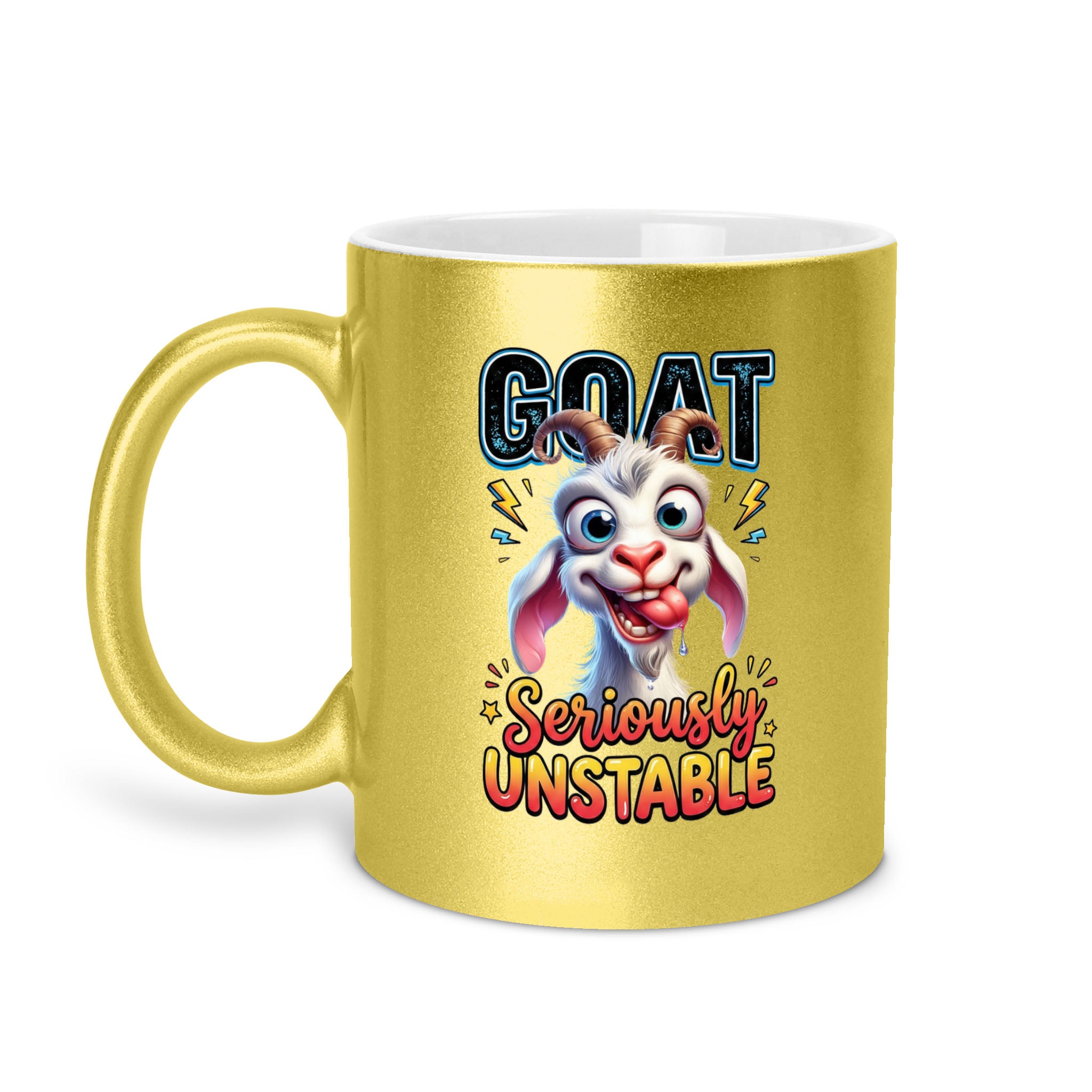 GOAT Seriously Unstable - Goat 11oz Metallic Mug - Funny Animal Mug