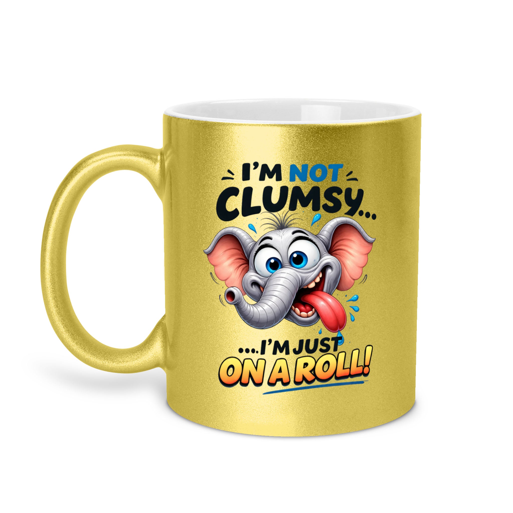 I'm Not Clumsy I'm Just On A Roll - Elephant 11oz Metallic Mug - Funny Animal Mug