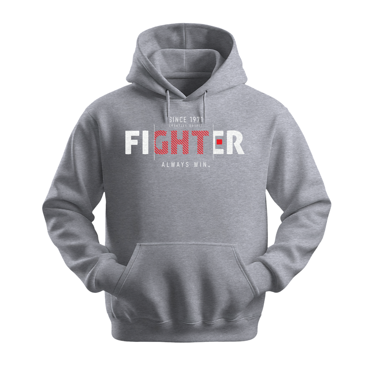 Fighter Always Win - Unisex Hoodie - Motivation Hoodie - Sports Grey
