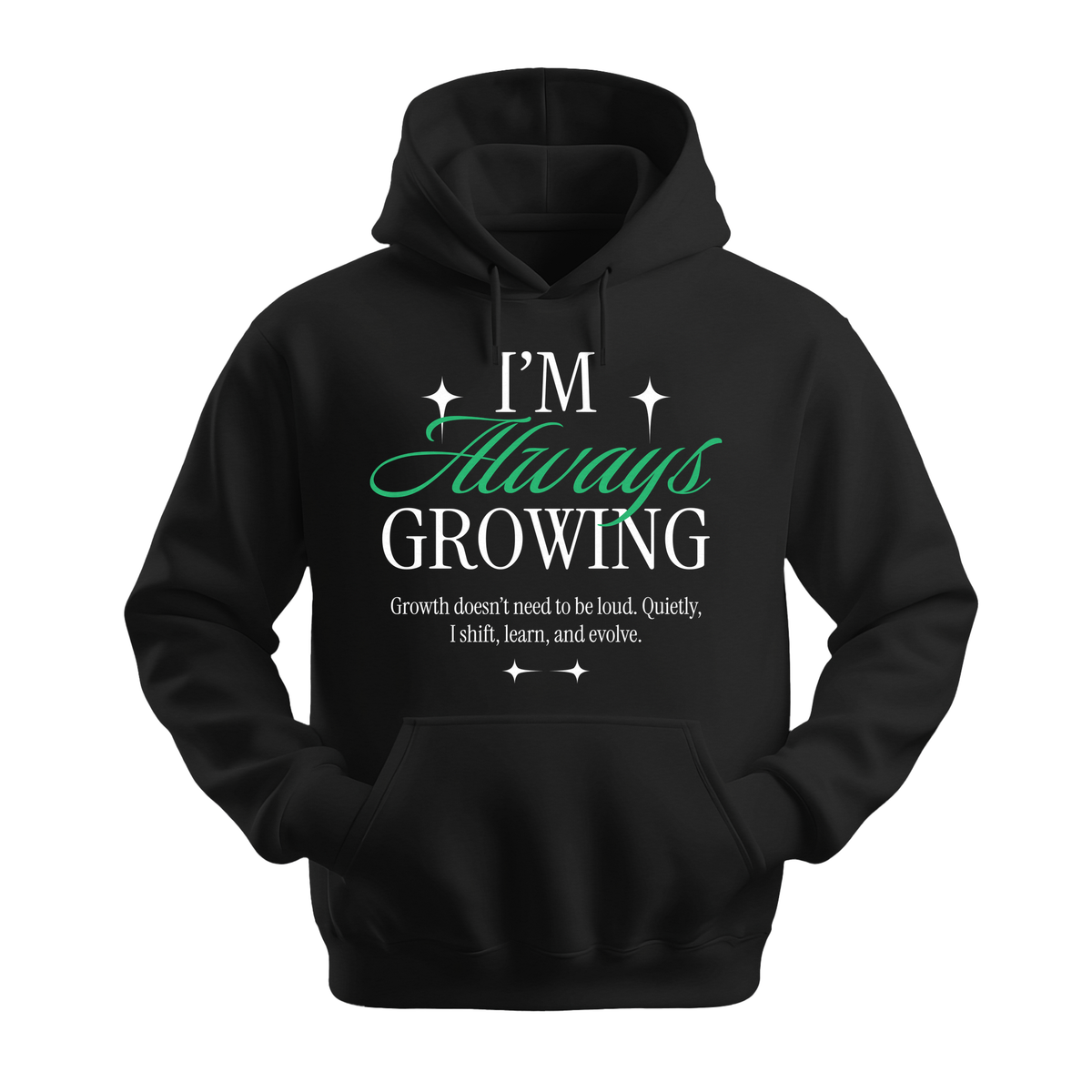I'm Always Growing - Unisex Hoodie - Motivation Hoodie - Black
