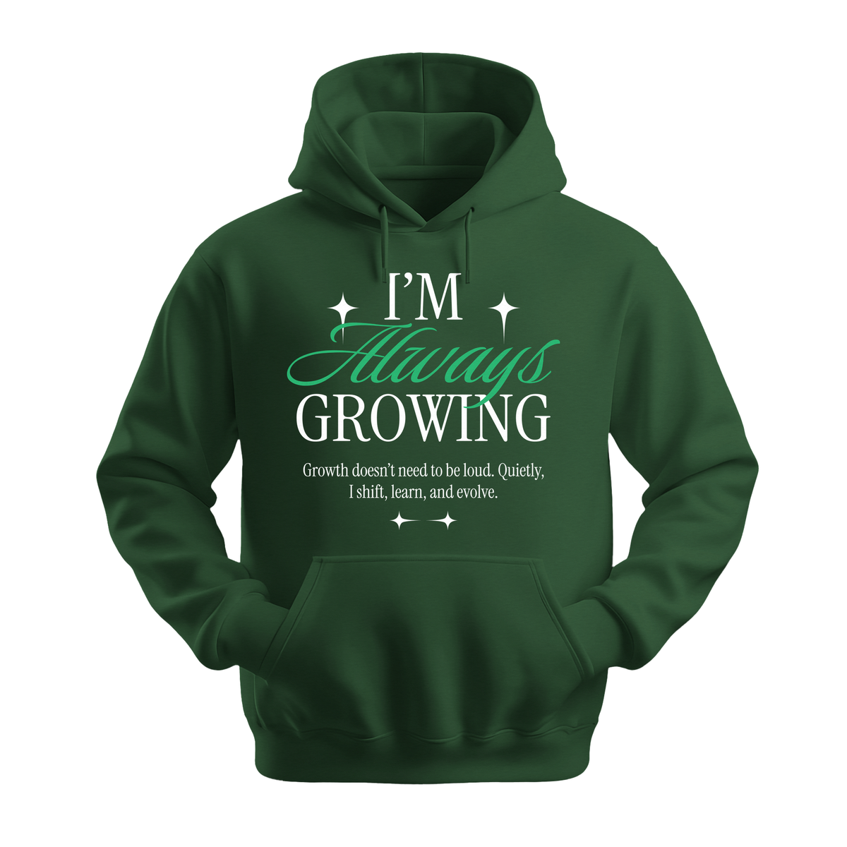 I'm Always Growing - Unisex Hoodie - Motivation Hoodie - Forest Green