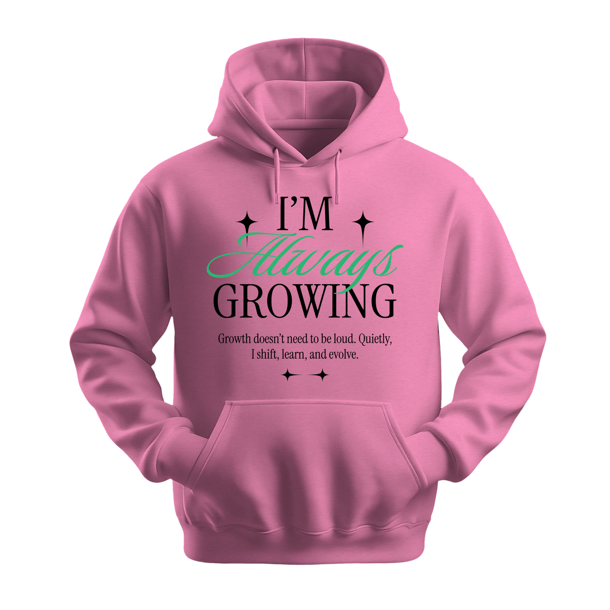 I'm Always Growing - Unisex Hoodie - Motivation Hoodie - Safety Pink