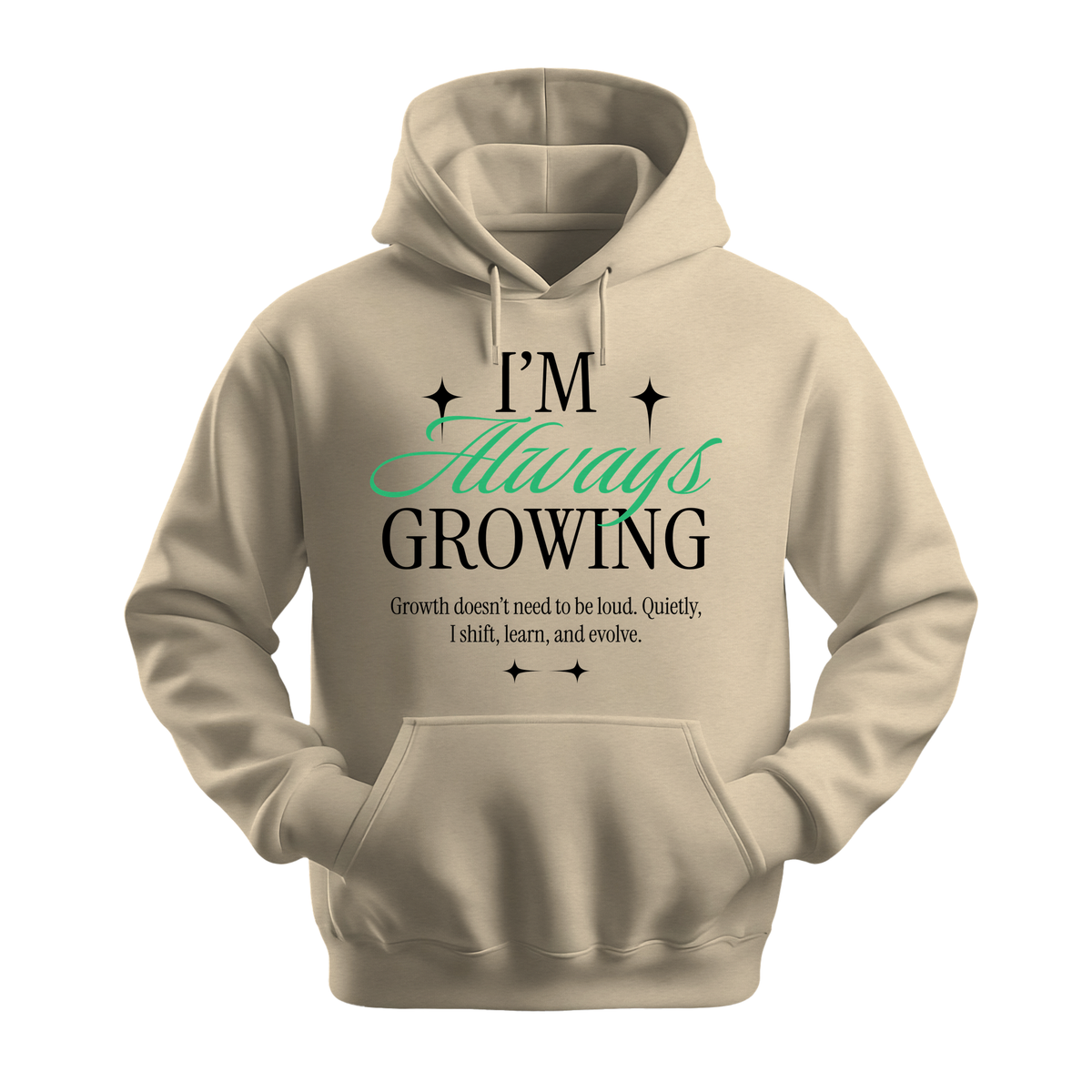 I'm Always Growing - Unisex Hoodie - Motivation Hoodie - Sand