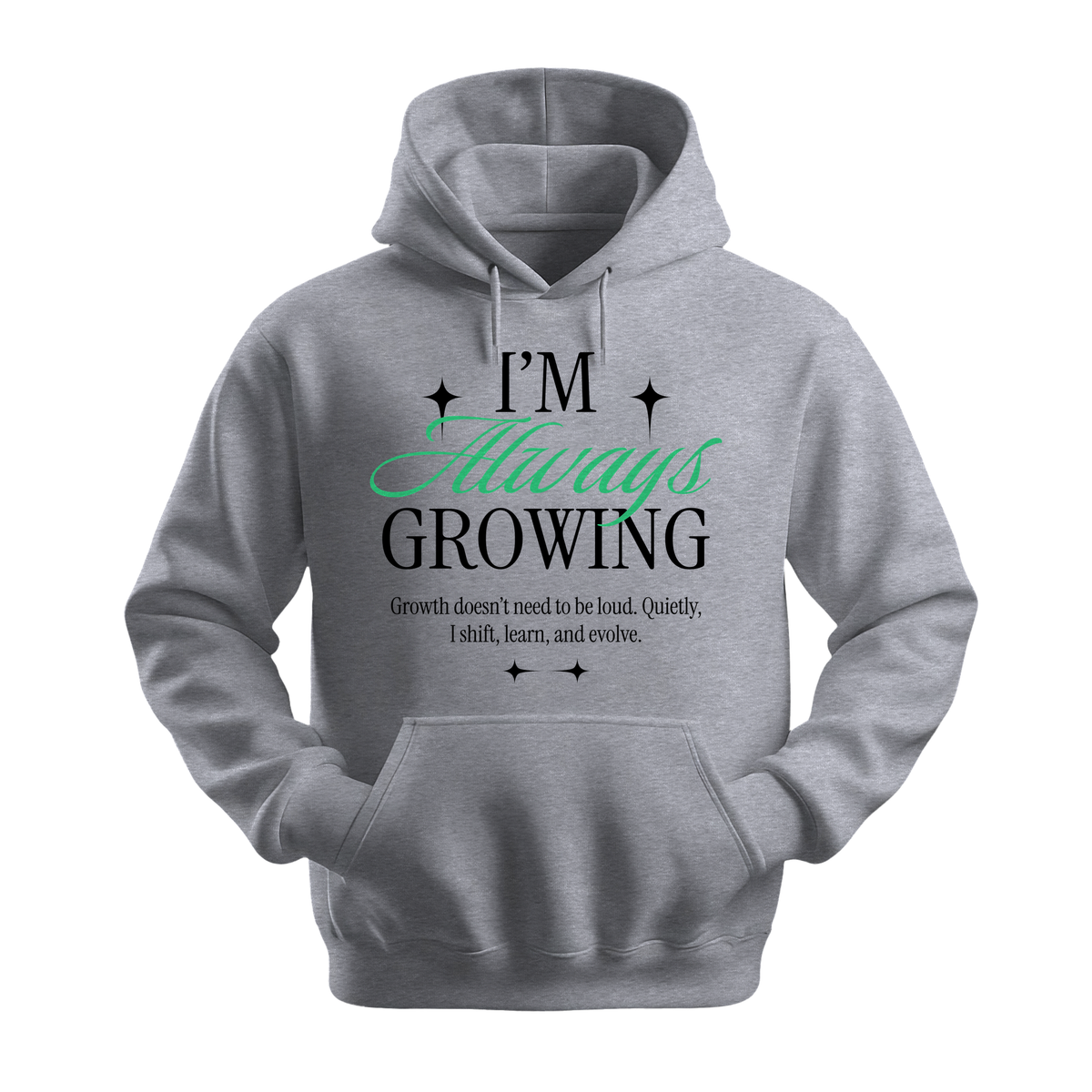 I'm Always Growing - Unisex Hoodie - Motivation Hoodie - Sports Grey