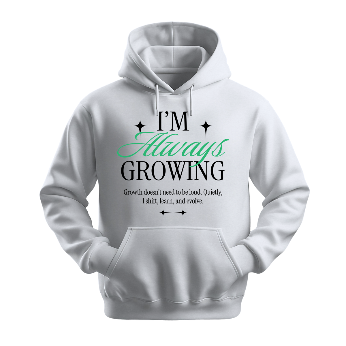 I'm Always Growing - Unisex Hoodie - Motivation Hoodie - White