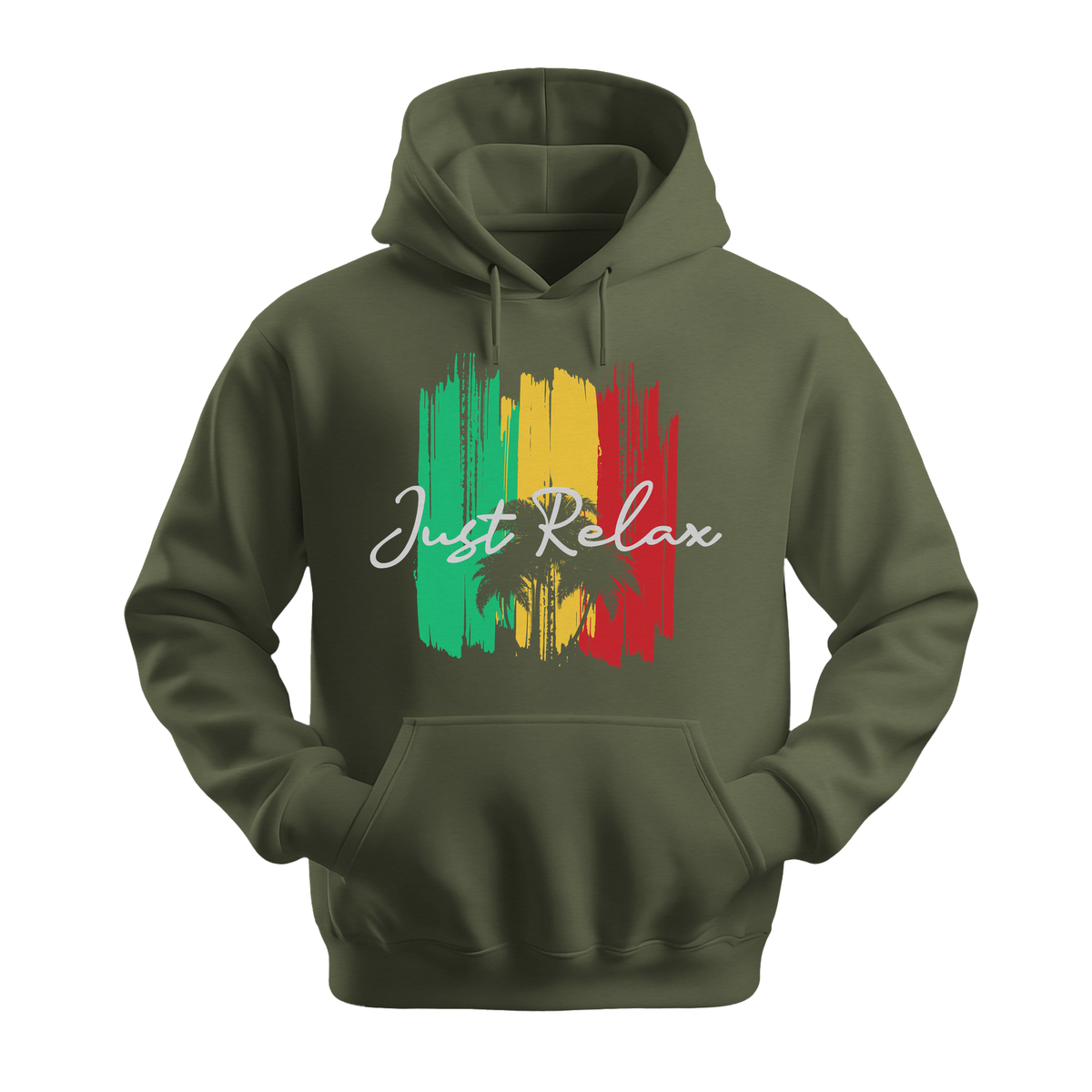 Just Relax - Unisex Hoodie - Good Vibes Clothing - Military Green