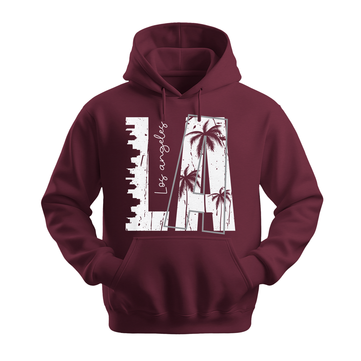 LA Los Angeles - Unisex Hoodie - City Hoodie - Maroon