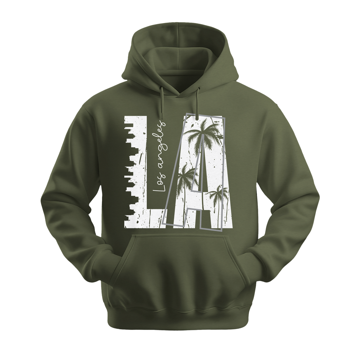LA Los Angeles - Unisex Hoodie - City Hoodie - Military Green