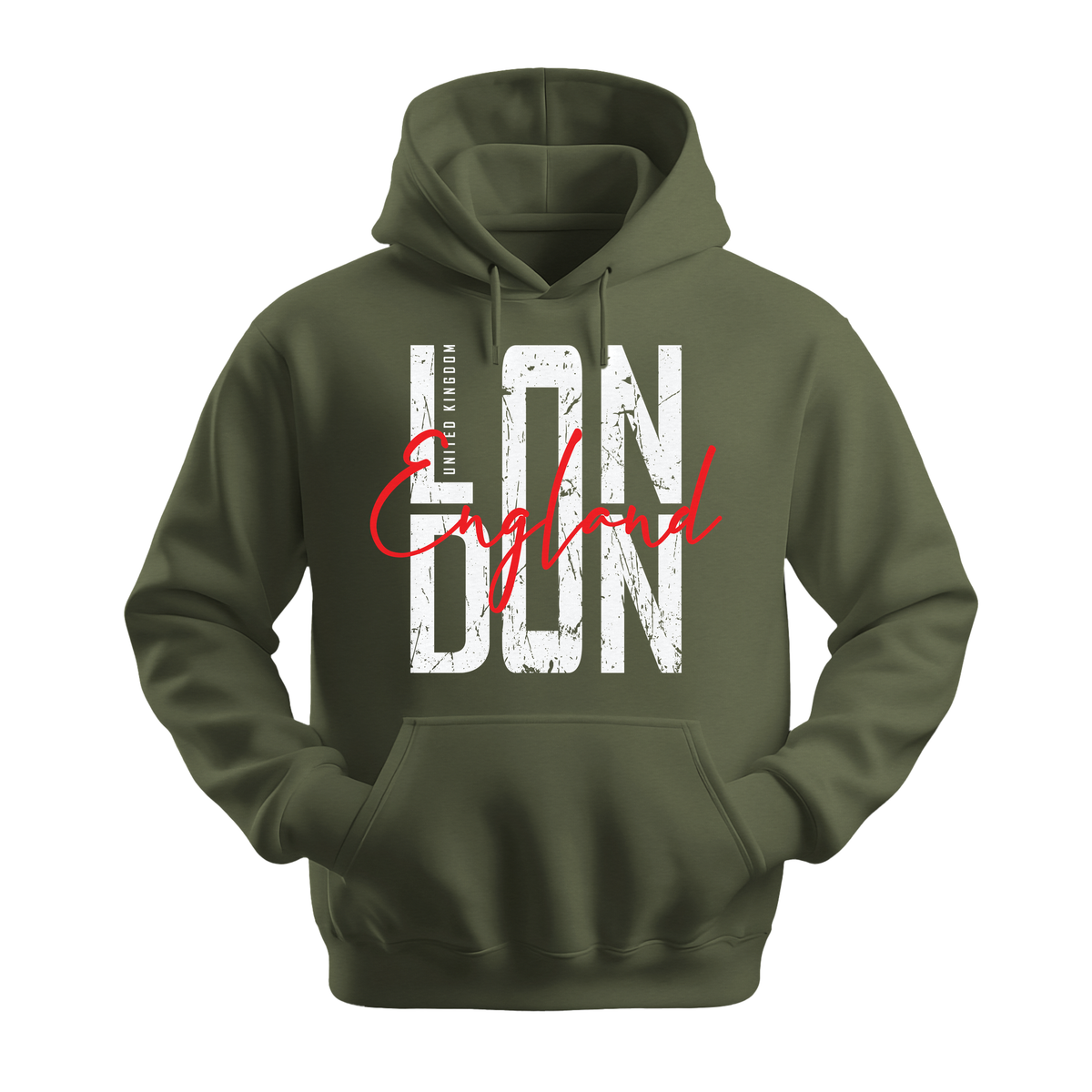 London England - Unisex Hoodie - City Hoodie - Military Green